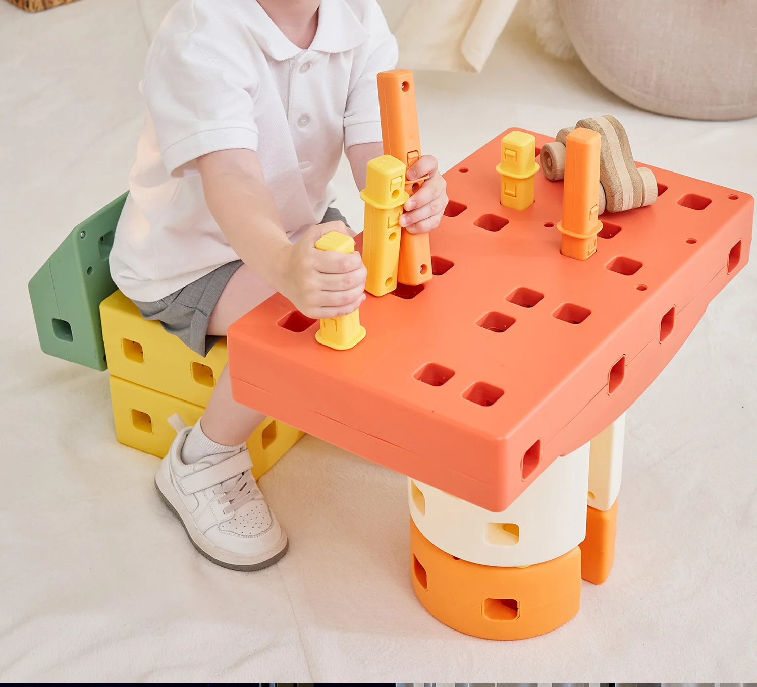 Toddler DIY Building Blocks with Wheels, Creative Sensory Educational Toys,Early Learning Play Set for Kids Ages 3+ view 6