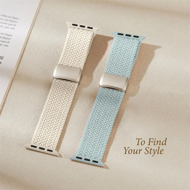 Colorful Magnetic Nylon Woven Strap for Apple Watch Band 38mm 40mm 41mm 42mm Adjustable Strap for Iwatch Series 12 11 9 8 7 6/Se