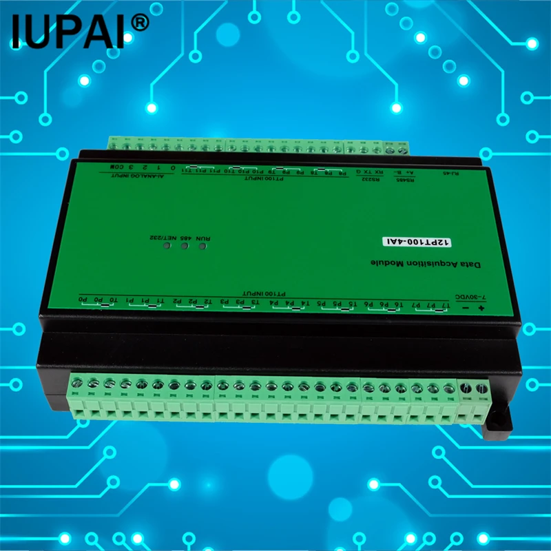 12PT-4AI 12-weg Hoge precisie PT100 4AI Driedraads temperatuurregistratiemodule Ethernet-temperatuurcollector Industriële Con