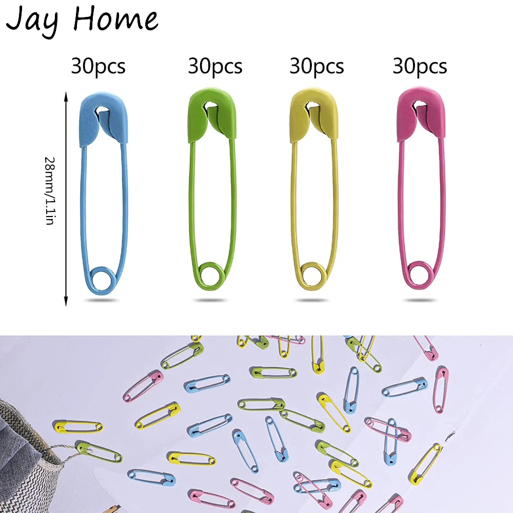 120PCS 28mm Mini Colored Safety Pins Rust Resistant Crafts Safety Pin Needles Knitting Stitch Marker for DIY Sewing Clothing