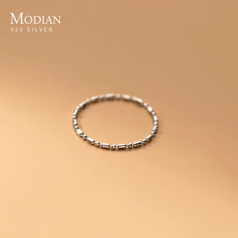 MODIAN 925 Sterling Silver 5-8 Size minimalista catena a maglie anelli da dito per le donne impilabile quotidiano ufficio sottile anello gioielleria