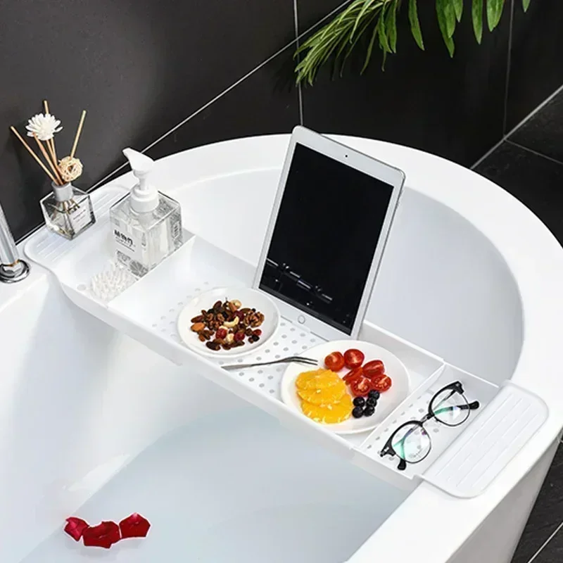 Bathroom Portable Tools Bathtub Shelf Extendable Bathtub Tray Shower Caddy Bamboo Bath Tub Rack Towel Holder Storage Organizer