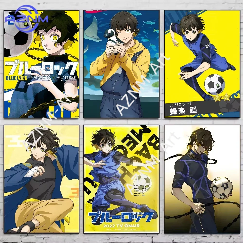 Póster Decorativo de Anime BLUE LOCK con Diseño de Gato Kawaii HD, Adhesivos para Pared, Murales para Sala de Juegos, Regalos, Calcomanía de Anime