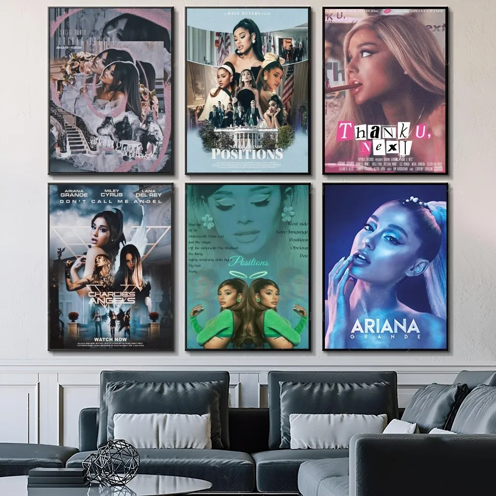 1pc Singer Poster Self-adhesive Art Waterproof Paper Sticker Coffee House Bar Room  A-Ariana Grande Wall Decor