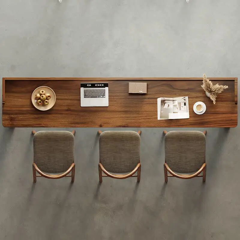 Modern solid wood rectangular bar with high-foot design and bezel function for commercial balconies and cafes