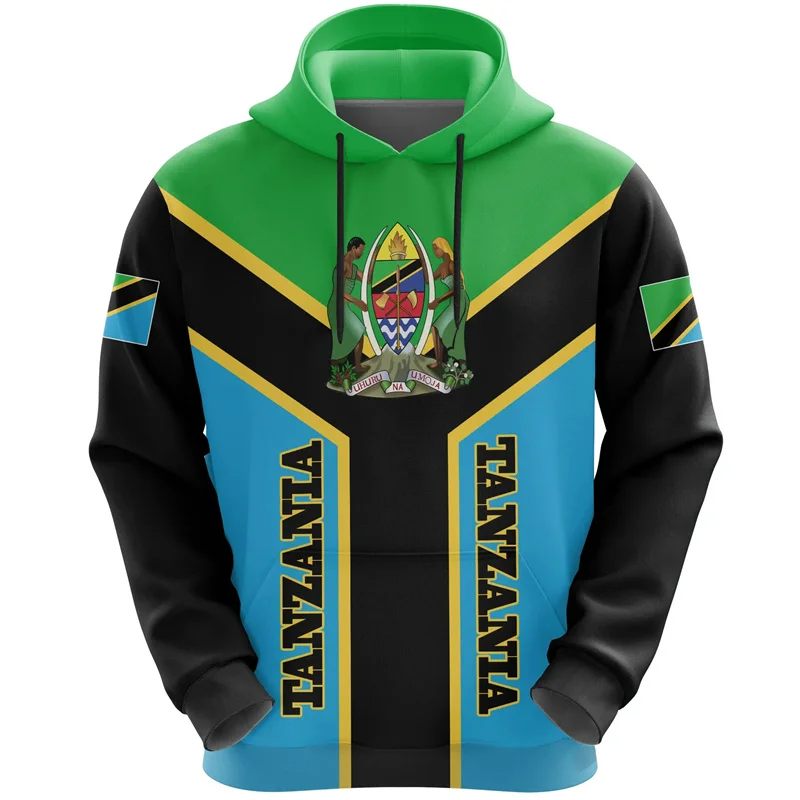 Tanzania National IndependenceDay 3D Printed Hoodies The United Republic-of Tanzania Flag Graphic Hooded Hoody Vintage Pullovers