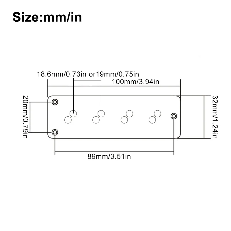 Alnico 5 Stacked  3 Holes 4/5 String Bass Humbucker with Staged Polepiece Noise Reduction Pickup 4 Conduct Output Split Coiling