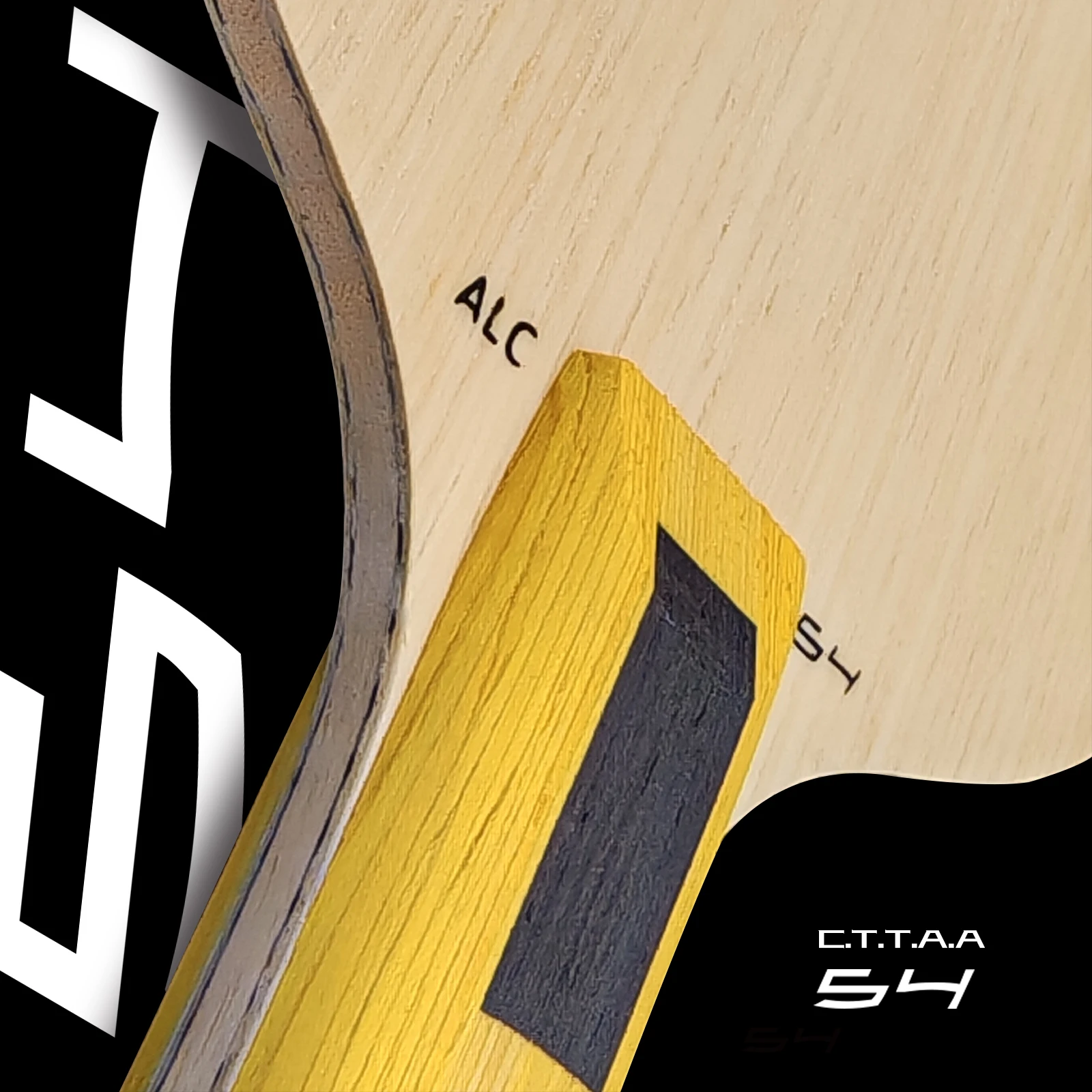 SANWEI 54 شفرة تنس الطاولة ALC باللون الأصفر الداخلي Ayous Core Ping Pong مجداف إيقاف + حلقة هجوم سريع احترافي من ألياف الكربون الداخلية