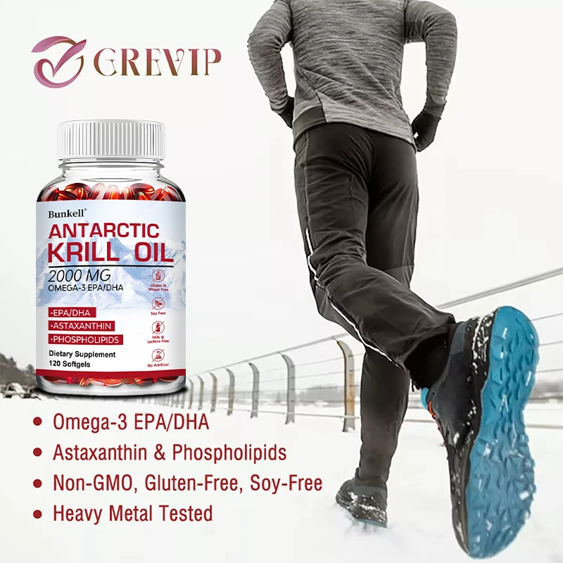 아스타잔틴, 오메가-3, 남극 크릴 오일 - 심장 및 뇌 건강, 관절, 근육 건강 및 피부 지원, 30/60/120 캡슐