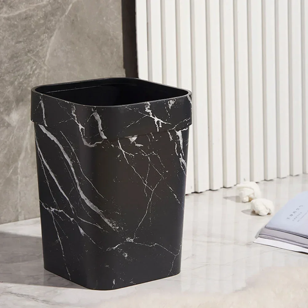 Black Bathroom Decor Marble Trash Can Garbage Car Square Office Black Bathroom Decor Plastic for