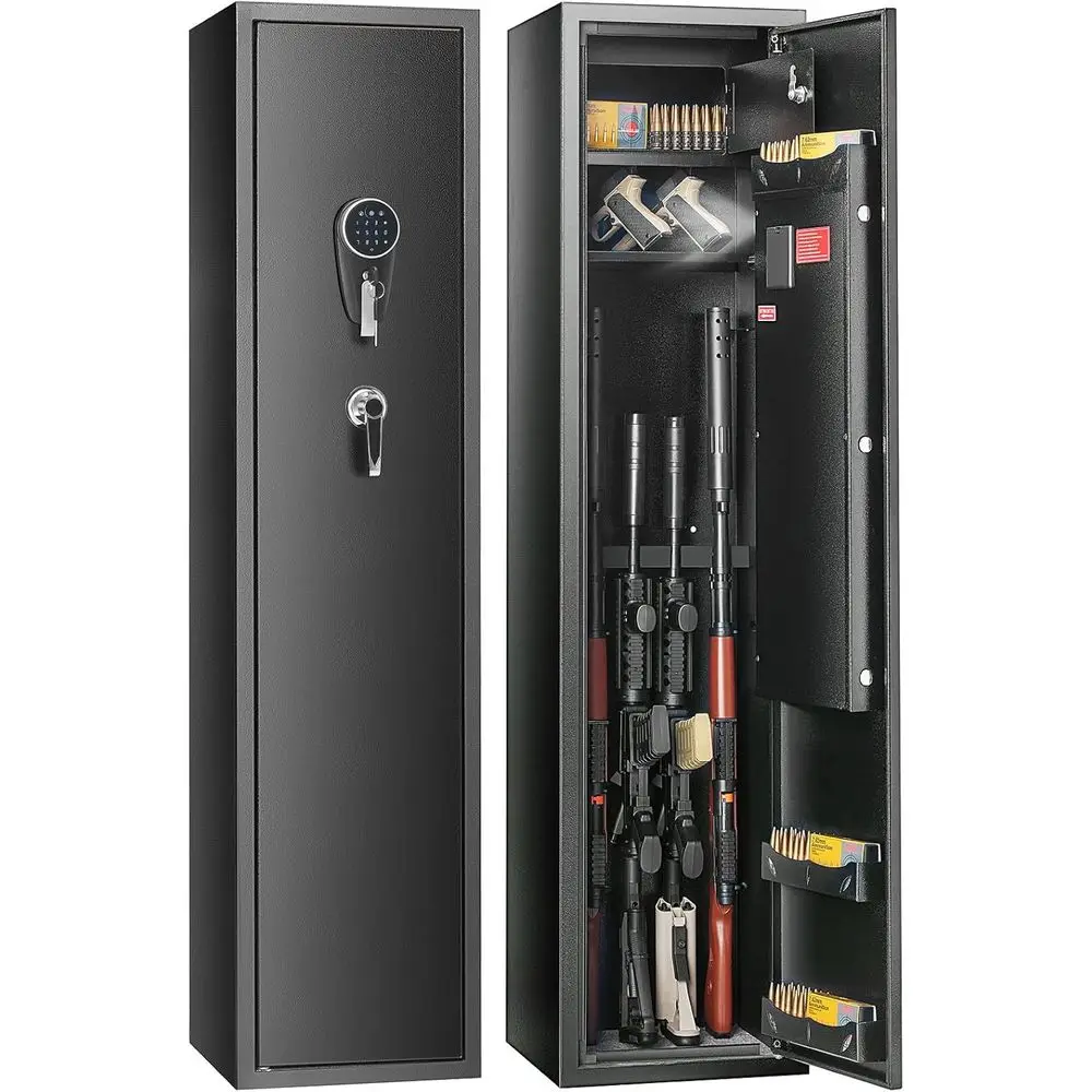 

Цифровой сейф для оружия с кодовым замком и съемными полками для хранения огнестрельного оружия, черный