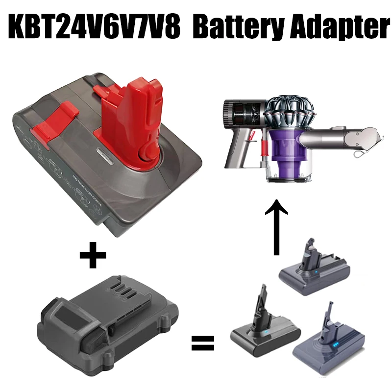 

For Kobalt 24V Li-ion Battery KBT24V6V7V8 3-in-1 Battery Adapter Converted To for Dyson V8 V7 V6 Series Vacuum Cleaners Use