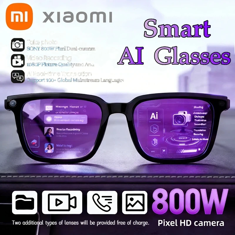 Nouvelles Lunettes Intelligentes Xiaomi AI M89 avec Caméra Vidéo 800W, Contrôle Musical Multifonctionnel, Traduction IA, Compte Rendu de Réunions et Transmission Wi-Fi