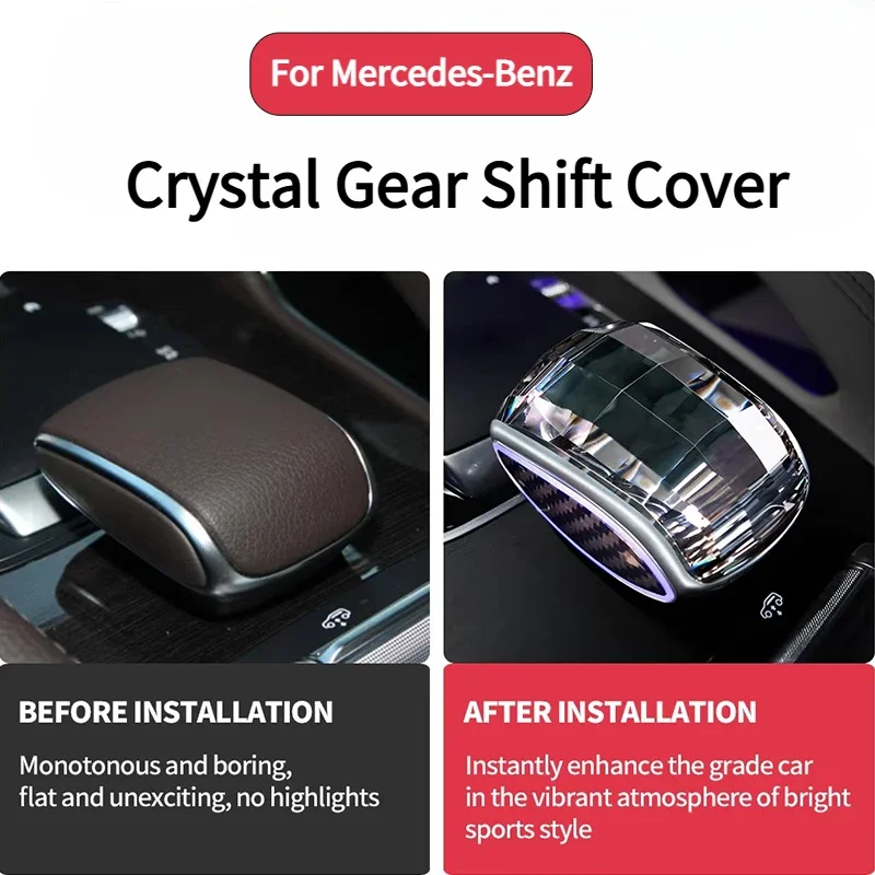 LED Crystal Gear Shift Knob Headle Cover for Mercedes-Benz C E Class GLE GLS GLC GLA EQA EQB GLB Car Interior  Accessories