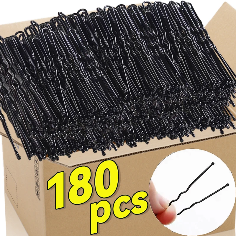 60-180pcs Black Hairpins for Women Hair Clip Lady Bobby Pins Invisible Wave Curly Bride Disposable Hairgrip Barrette Hair Clips