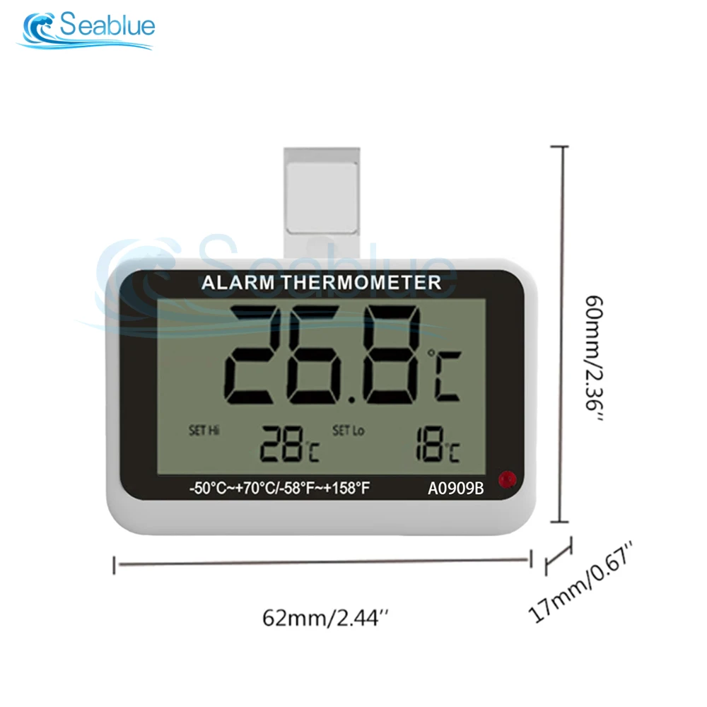 0909B Display Digital LCD Kitchen Refrigerator Freezer Kitchen Thermometer with Magnet Min Max Display Imported Movement Home