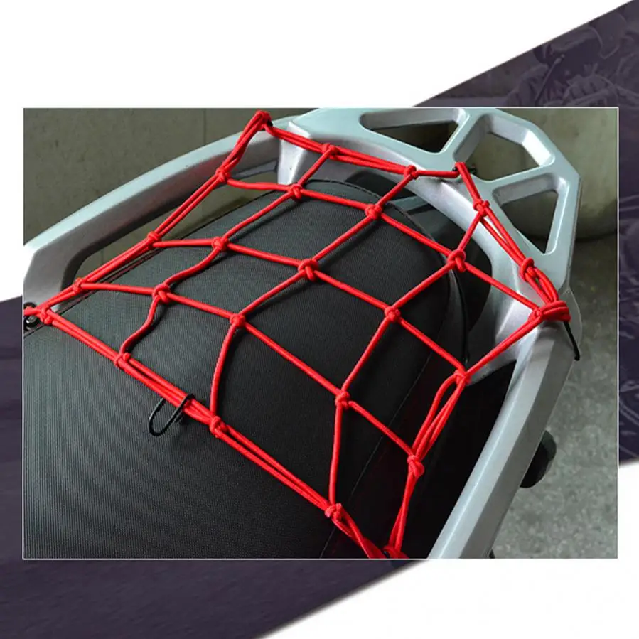 Filet à Bagages artificiel astique Durable pour Moto et Vélo, Maille en Nylon, 11.8x11.8 Pouces, T1, Bunduextrêmes, 6 Crochets Réglables