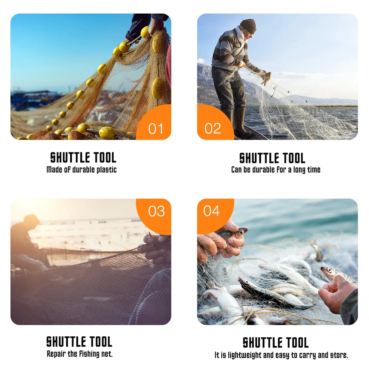 

12Pcs Fishing Net Repair Knitting Shuttles Durable Plastic Tools for Net Making Professional Sewing Accessories