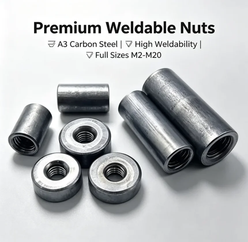 5/100pcs Weld-In Threaded Insert M2-M6 A3 Carbon Steel Round Coupling Tube Nut, Extended Cylindrical Threaded Sleeve Bushing