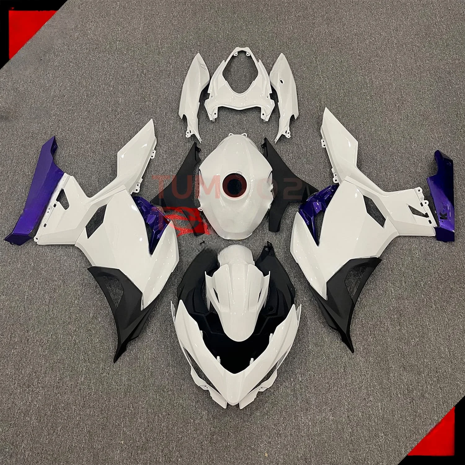 Suitable for Kawasaki Ninja Ninja 400 18-22, 23 models. Full body printed modified motorcycle fairing ABS plastic