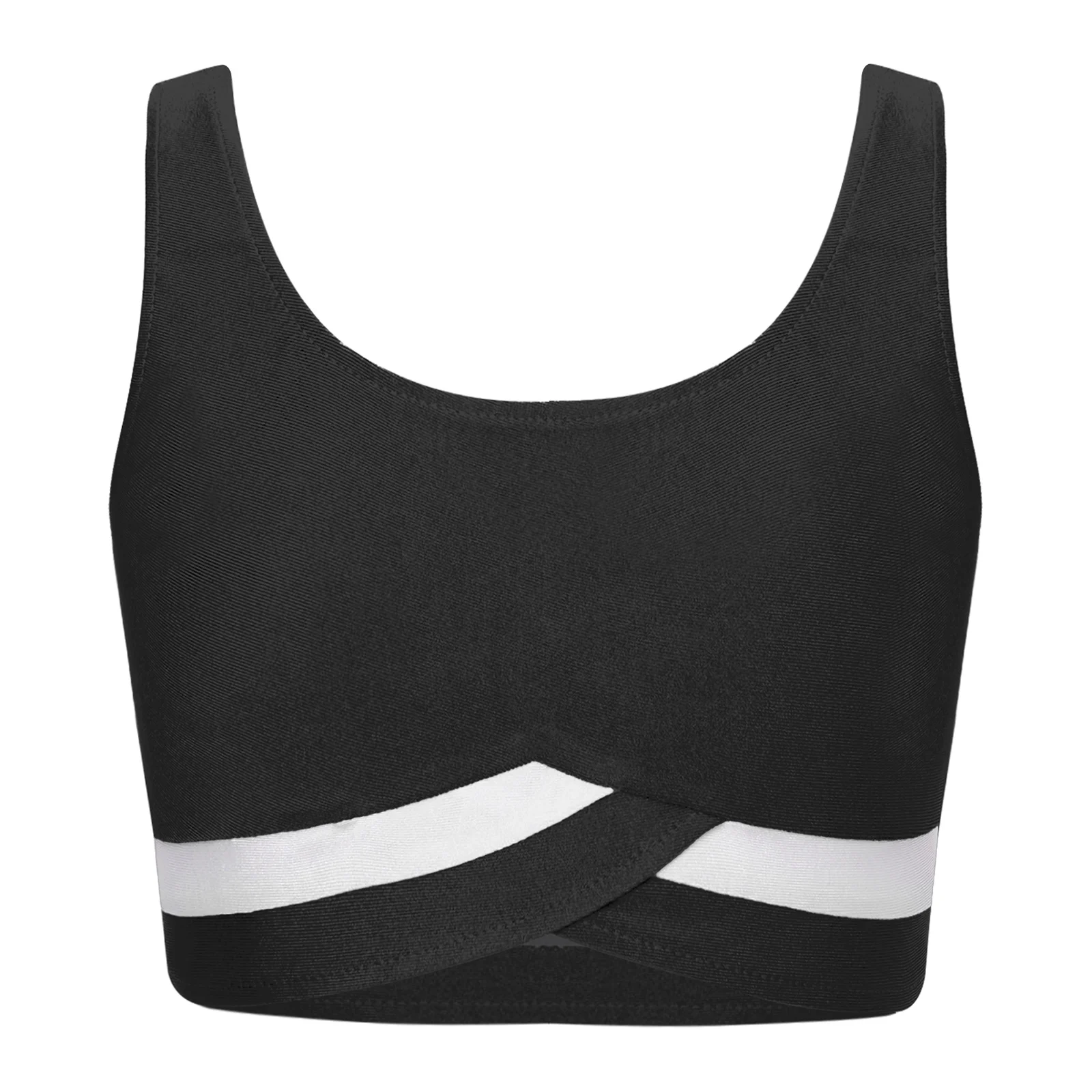 Kids Tops for Girls Contrast Color Athletic U Neck Sleeveless Sports Vest Crop Tops for Gymnastics Figure Skating Yoga Workout