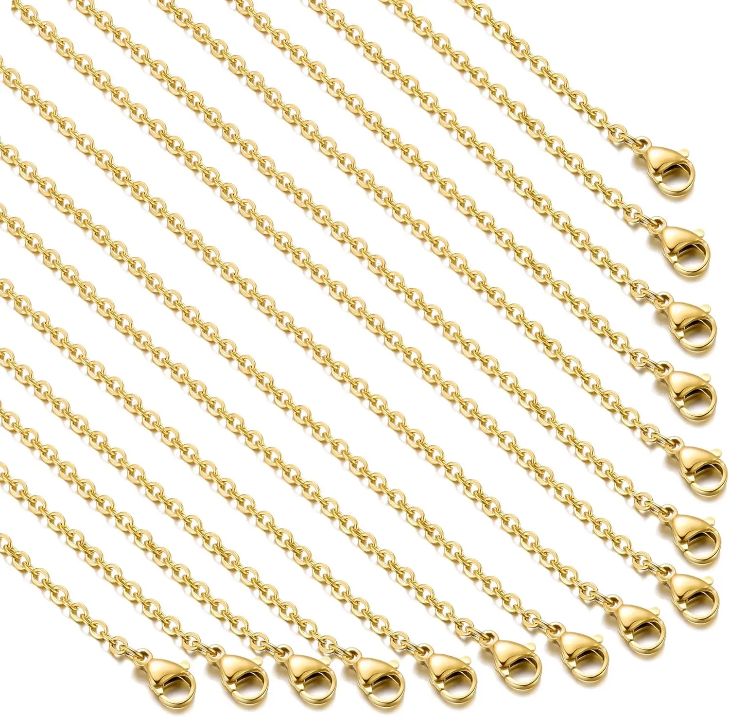 

20 штук цепочек для ожерелий, позолоченные, из нержавеющей стали, для изготовления ювелирных изделий, 20 дюймов