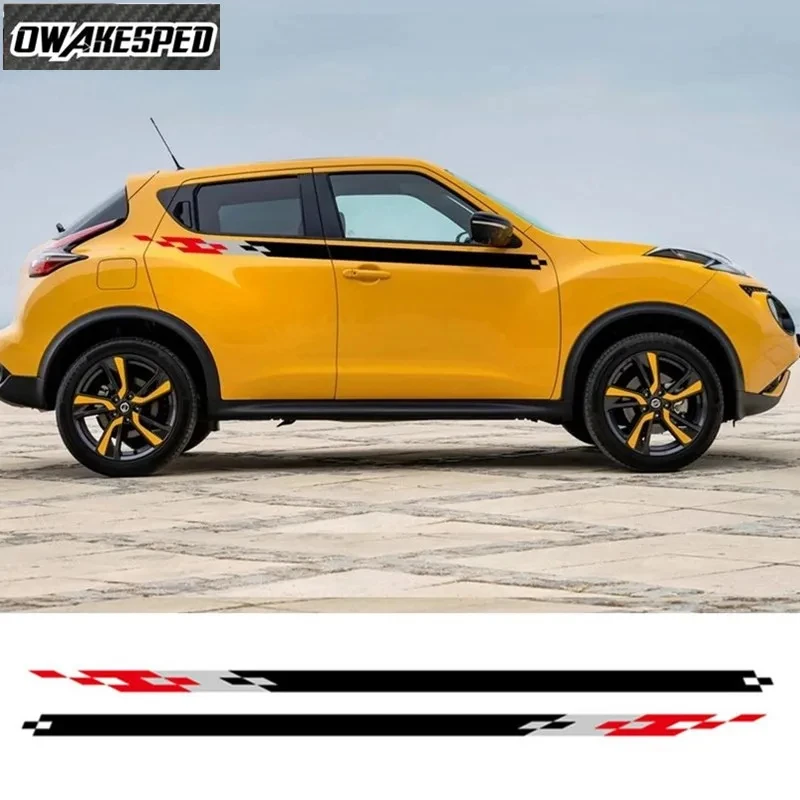 2pcs Car Body Waistline Long Stripes Sticker Racing Lattice Vinyl Decals Cutsomized For Nissan Juke Nismo Accessories DIY Desgin