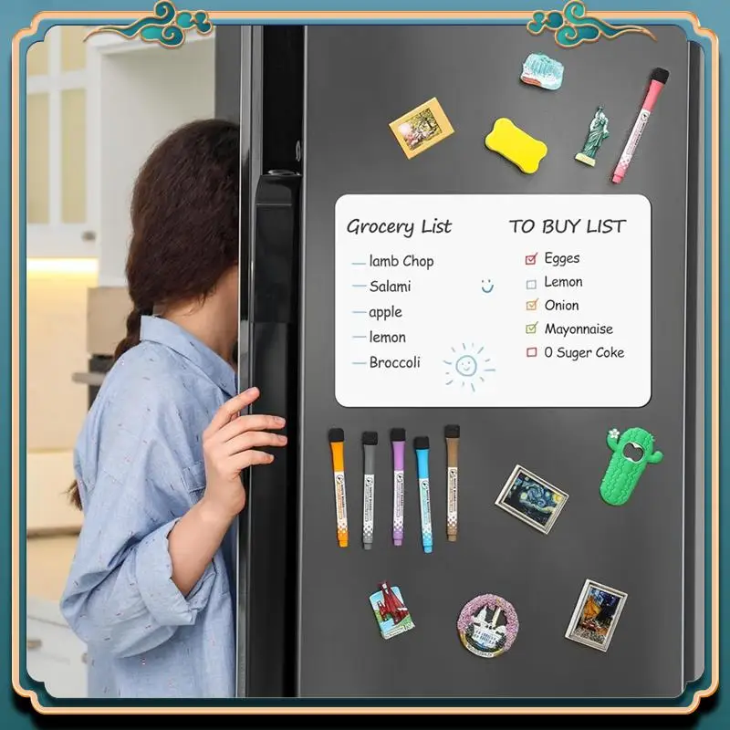 (New)-4 PCS Fridge, Wall Magnet Small Whiteboard Stain Resistant Technology, 12 X 8 Inches