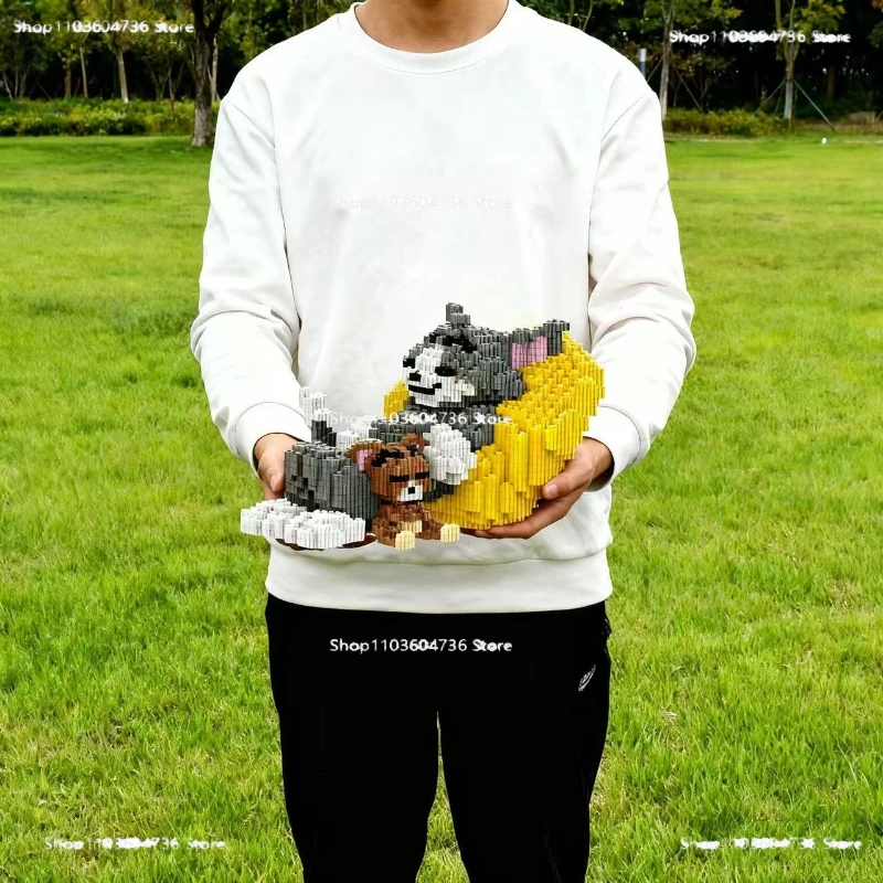 

Ute кошка и озорная мышь, детские строительные блоки, игрушки, мини-кирпичи, 3D модель, детский подарок для взрослых