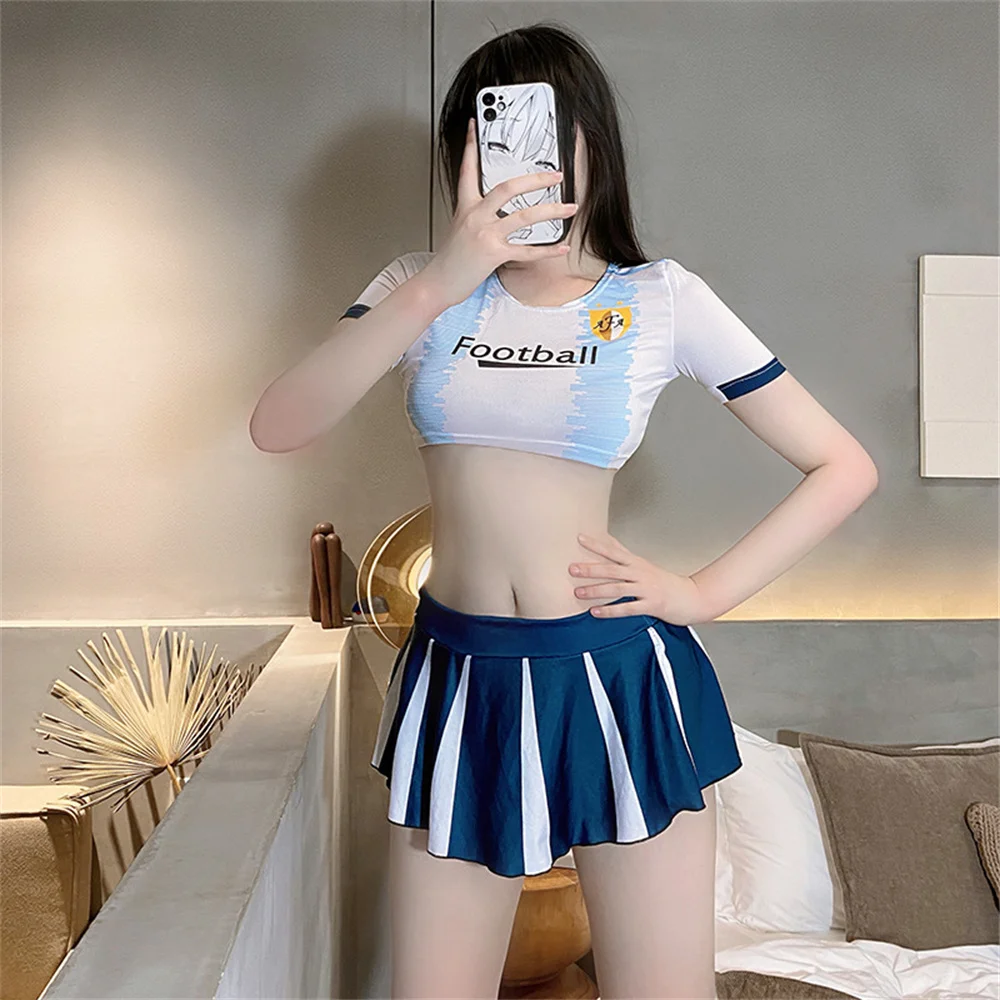 2023 Sexy Soccer Football-Girl Cosplay Cheerleading Uniform Attract JK Skirt Vigour Sport Student Stage Suit Erotic Lingerie Set