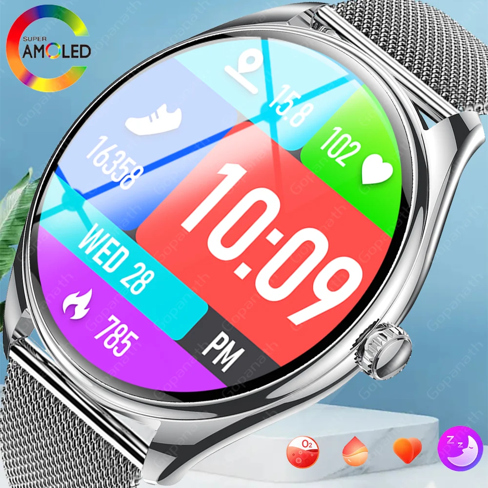 2024 True AMOLED Smartwatch Ladies Screen Always Shows Time 466*466 HD Health Tracker Voice Call Smartwatch Women For Android