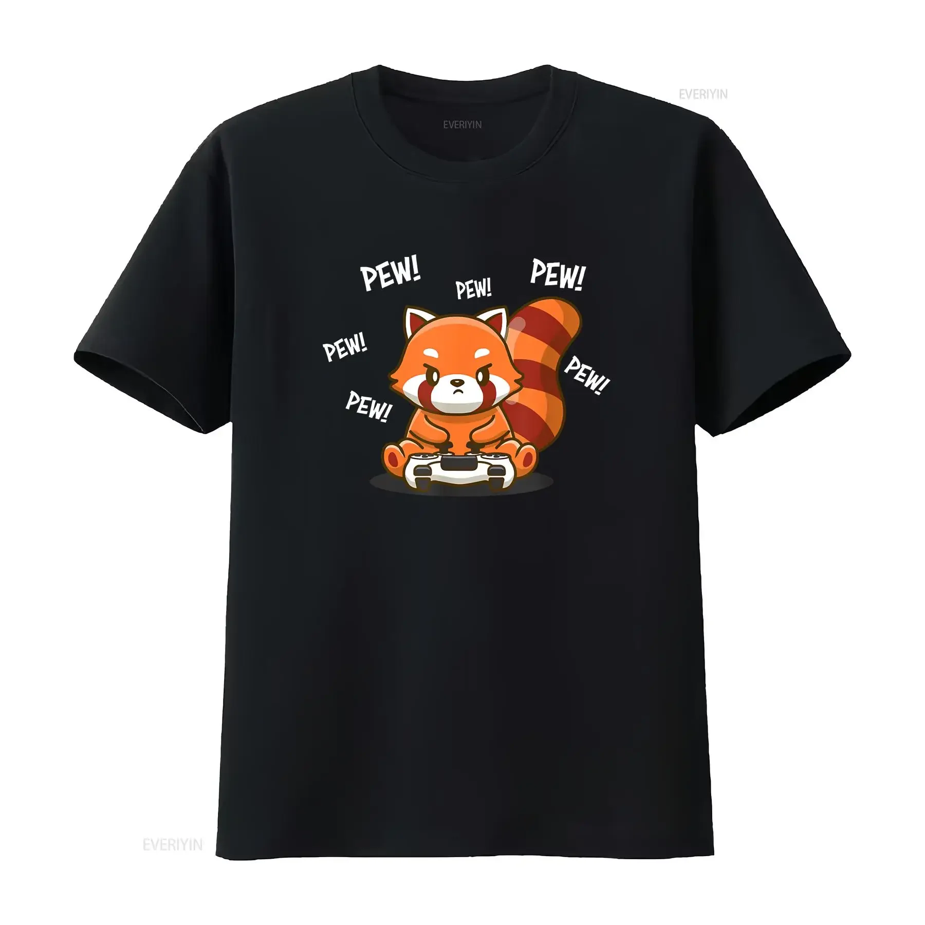 Red Panda T shirt vintage Washed Casual streetwear Stylish Comfortable homme Soft designer clothes fashion Slightly graphic