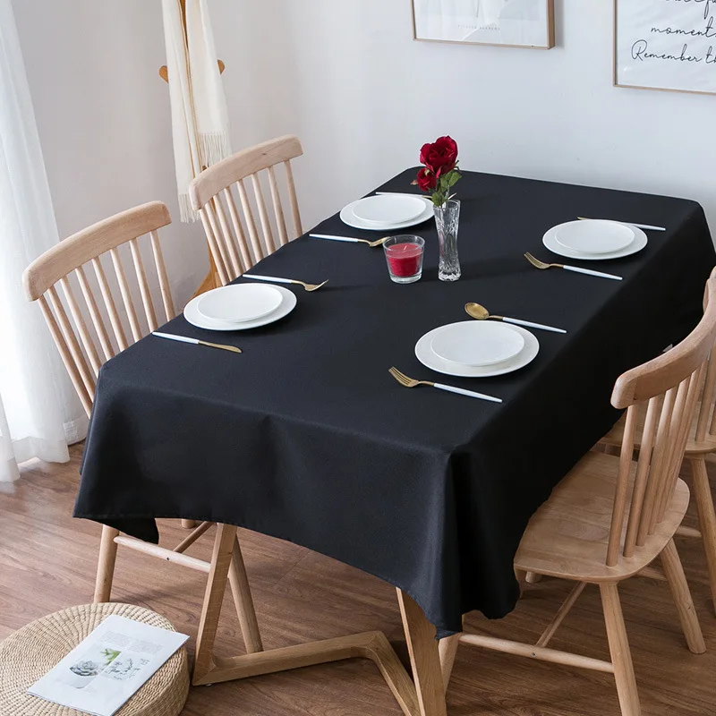 Einfarbig Schwarze Konferenz-, Bankett-, Hotel-, Esstisch-, Ausstellungs-, Werbe-Tischdecke, Bürotischdecke, Kunst-Rechteck-Tischdecke – Detail 8