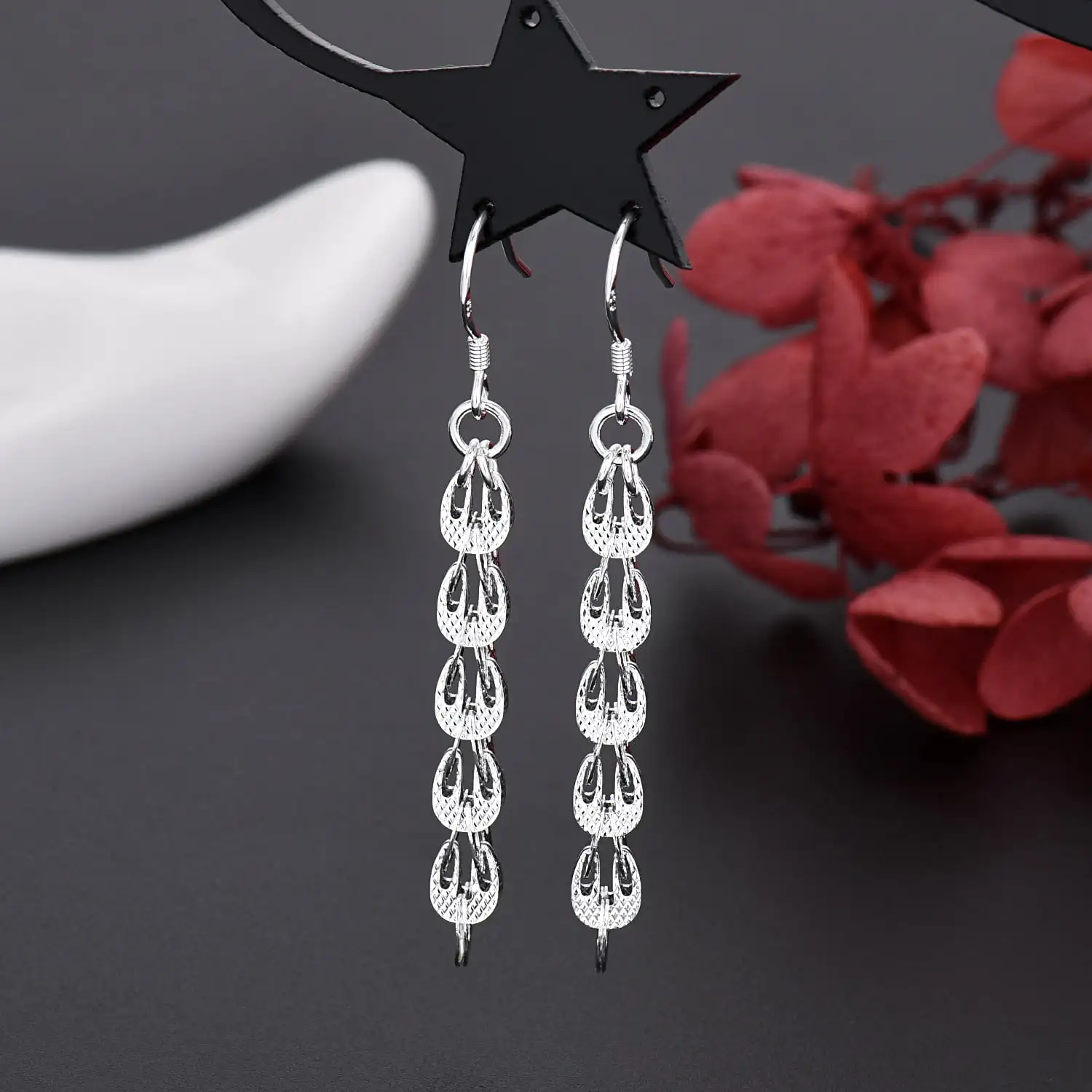 E Jewelry Collana e Orecchini in Argento Sterling 925 a Forma di Goccia Set di Gioielli per Donne
