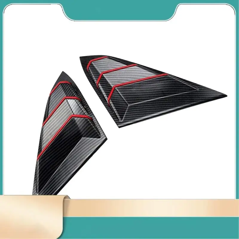 

For Honda Civic 2022 2023 Sedan Rear Side Vent Quarter Window Louver Shutter Cover Carbon Fiber+Red Car Accessories-N31R