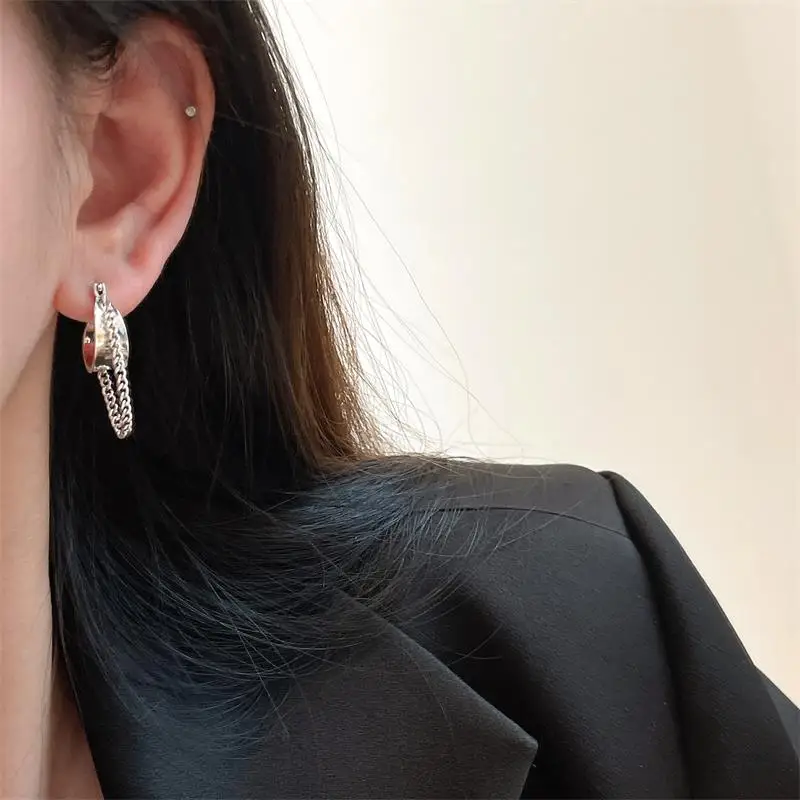 Kolczyki XIYANIKE w stylu vintage, okrągłe, wiszące, z łańcuszkiem, dla kobiet i dziewcząt, koreańska moda, retro biżuteria, prezent na imprezę. — zdjęcie 4
