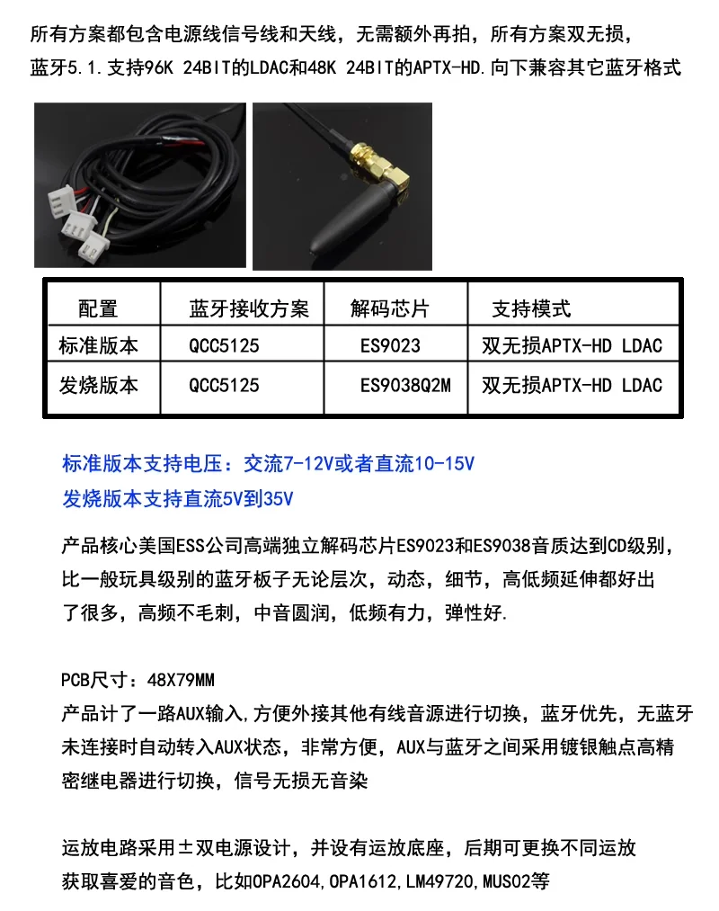 Imagem -02 - Módulo de Decodificação Bluetooth 5.1 Entrada Analógica Difícil Aptx hd Ldac Qcc5125 Es9038