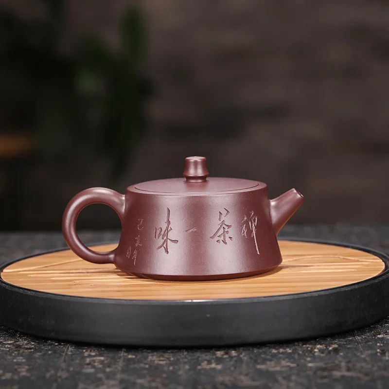 Raw ore purple vermilion mud lotus pendant well rail teapot Yixing handmade teapot kettle tea pot  Drinkware For Green Tea