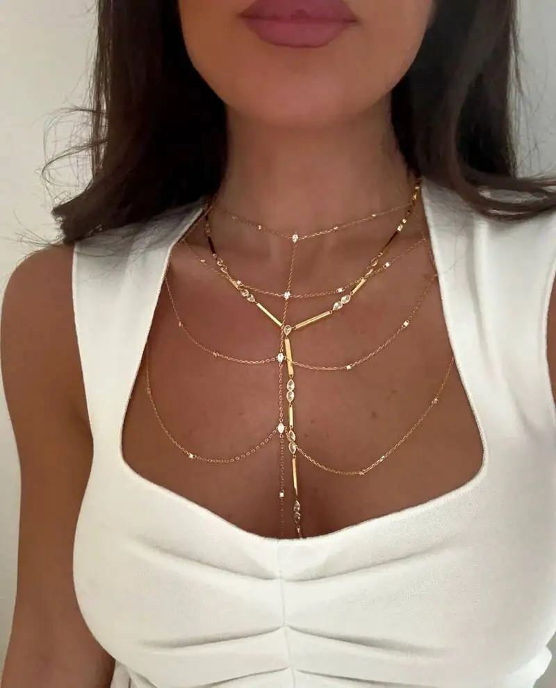 

New Selling Sexy Women Tassel Chain Adjusted Chain Body Chain SparkingJewelry Female Necklace