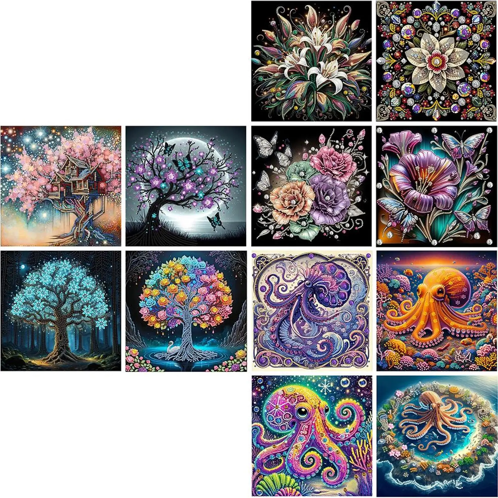 

4pcs Partial Drill Special Shaped Rhinestones Diamond Painting Kits 30x30cm Crystal Rhinestone Paintings for Home Wall Decor