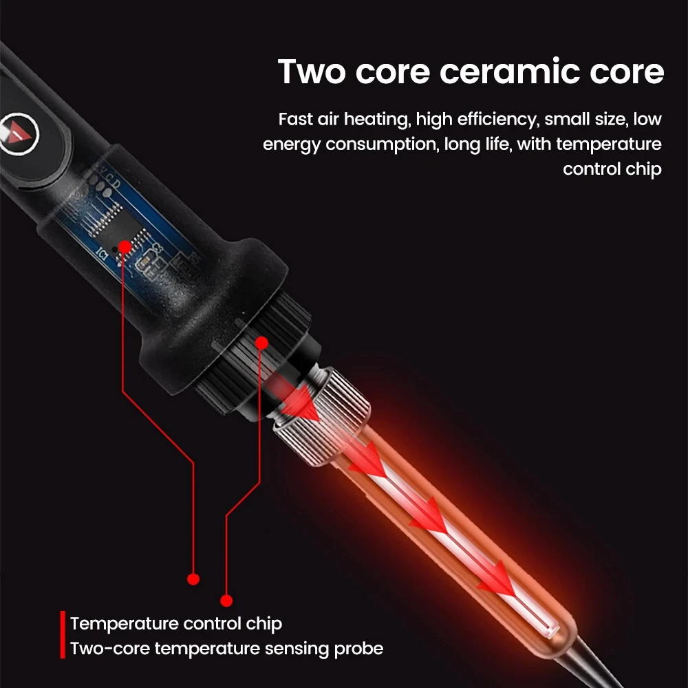 80W Electric Soldering Iron 16-IN-1 LCD Digital Display 180-500C Adjustable Replaceable Head Soldering Iron Tin Pen Welding Kit