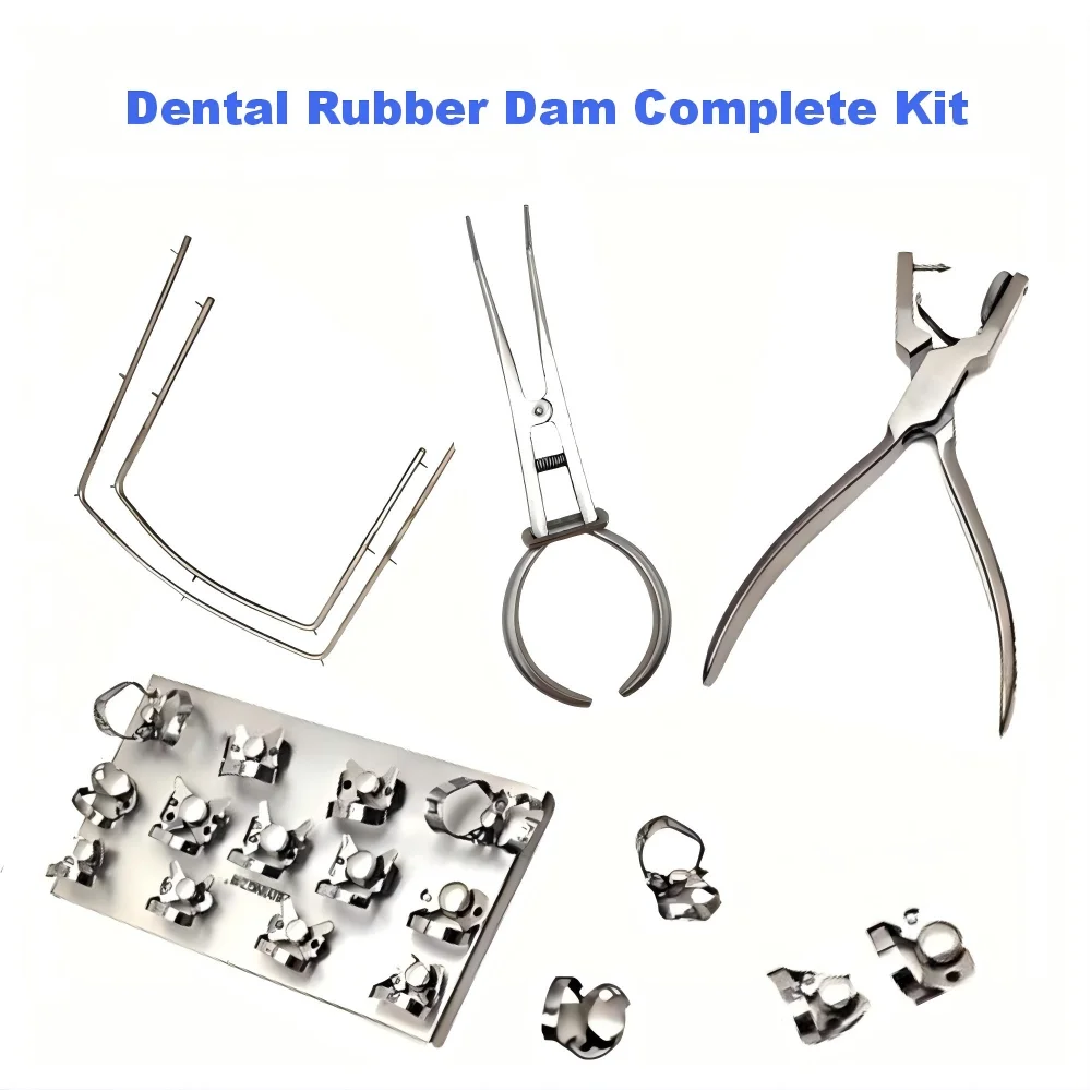 Dental Rubber Dam Complete Kit for Tooth Isolation with Punch Forceps Frame And Clamps for daily dental operation