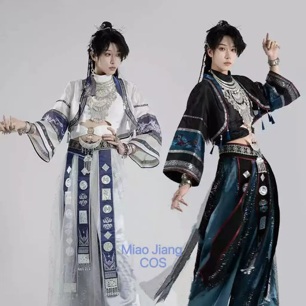 

Молодежный этнический костюм Мияojiang для мужчин и женщин, традиционное китайское платье ханьфу с вышивкой, уличный карнавальный костюм с комиксами, сценическое шоу