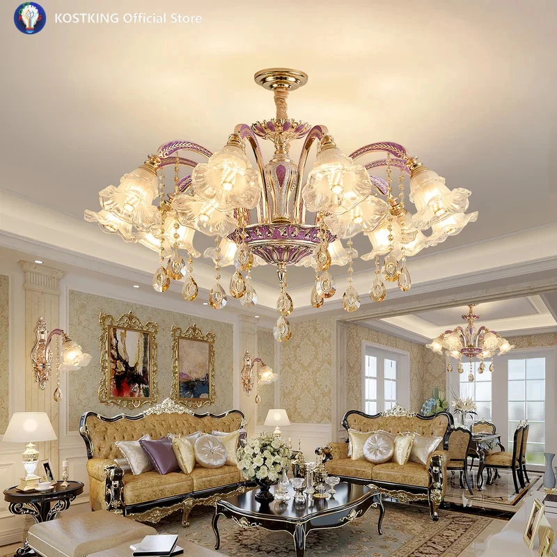 European Style Living Room Chandelier Modern Simple Light Luxury Restaurant Bedroom Main Light Independent Villa Hall New Lamp