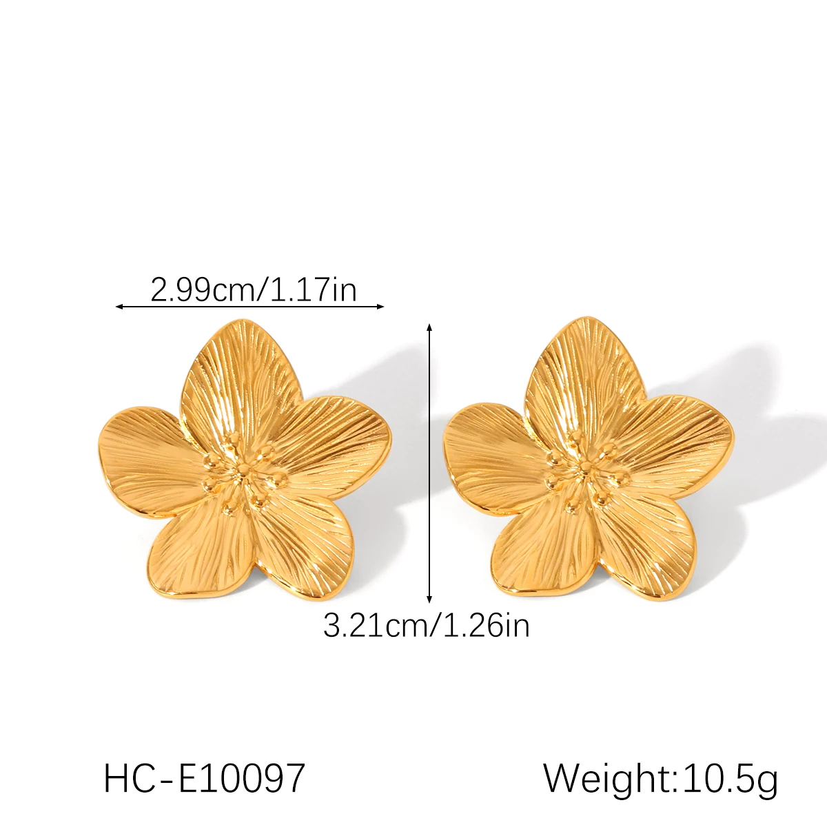 Wasserdichter, 18 Karat vergoldeter Edelstahl-Blumenarmreif, offener Armreif, Ohrringe, Ringe für Damen, trendiger Schmuck – Detail 11