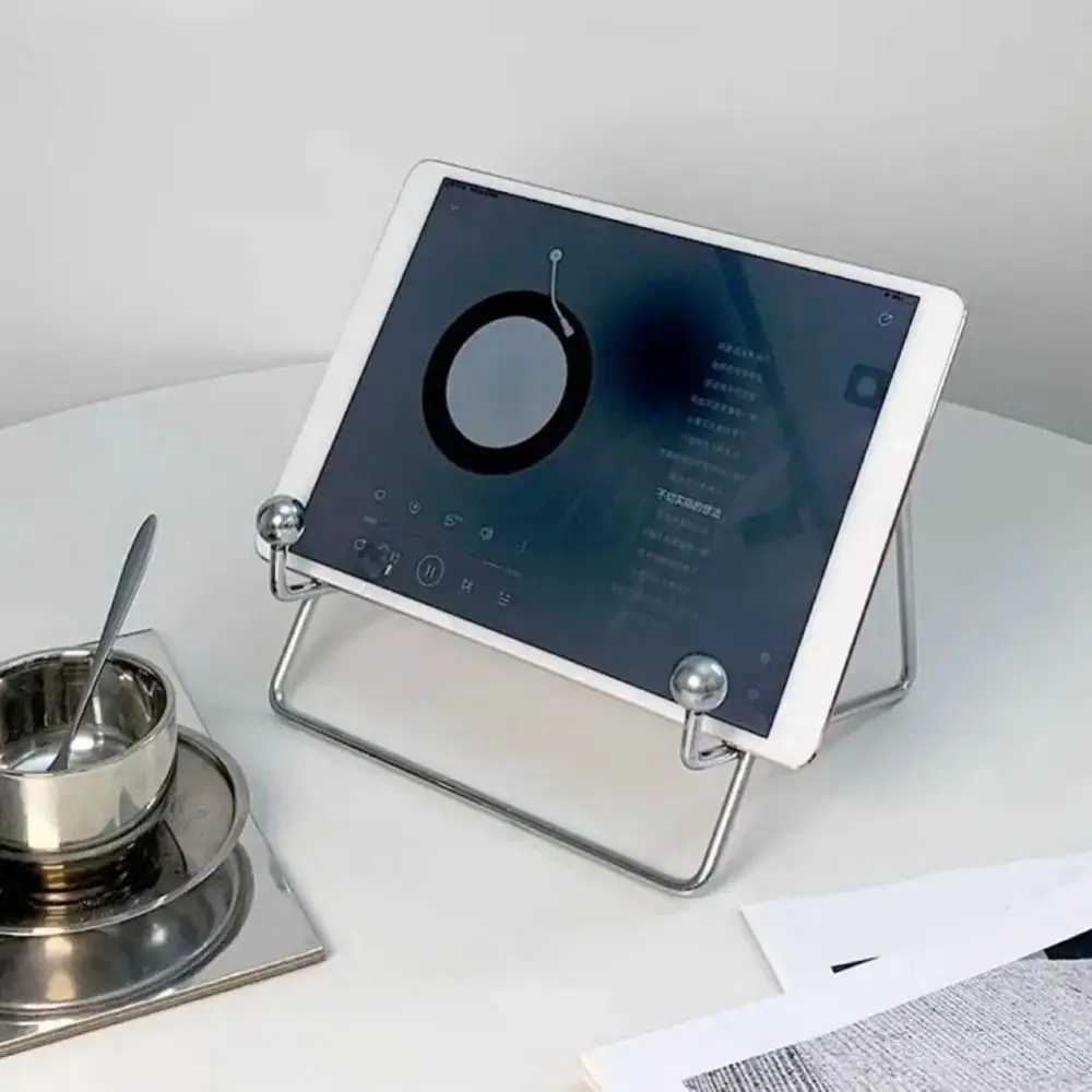 Ins Style Metal Flat Support New Silver Portable Desktop Support Creative Desktop Ornaments Book Reading Stand