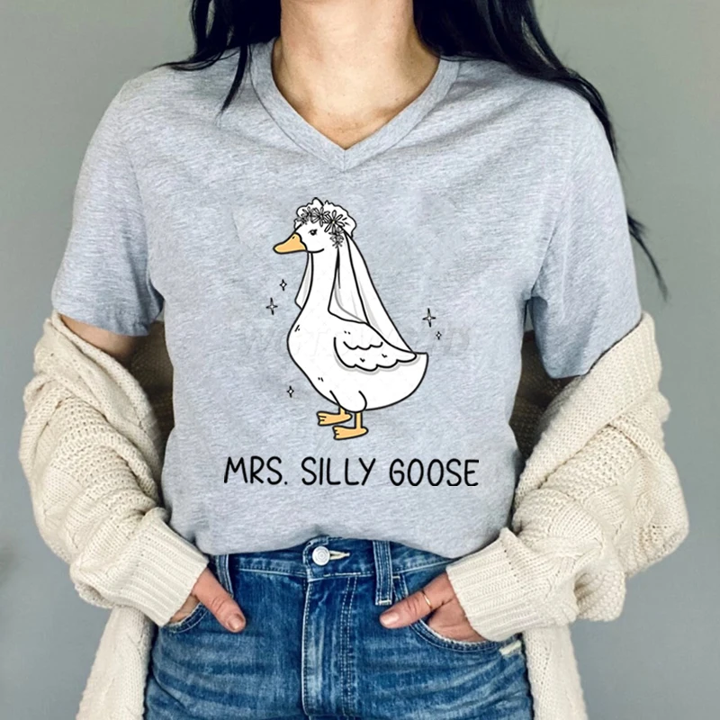 Mrs Silly Goose Shirt Couple Goose Matching T-shirt Bride To Be Summer Clothes Funny Couple Shirts Silly Goose Women's Clothing