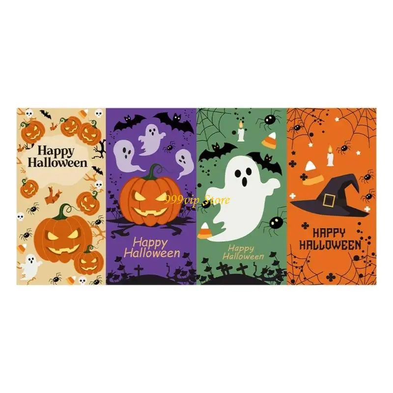 C90C 10 vellen rechthoek Halloween -sticker Decoratieve sticker Journal Sticker Wikkel Gift Box afdichting Labels