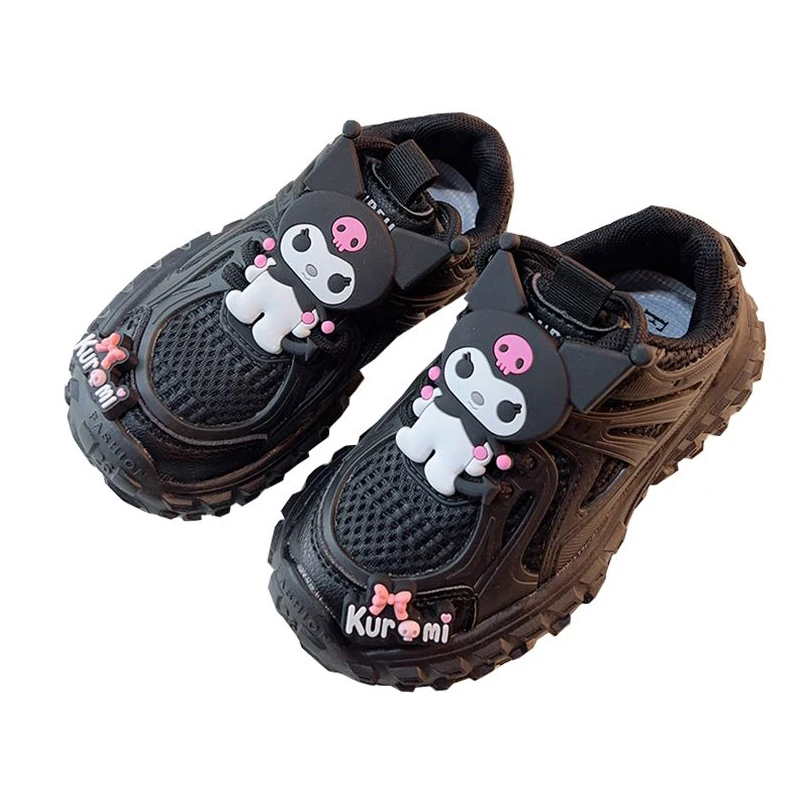 Sanrios Kuromi Child Sports Shoes Anime Black Non-Slip Kawaii Cartoon Breathable Light Wear-Resistant Girl Child Casual Shoes