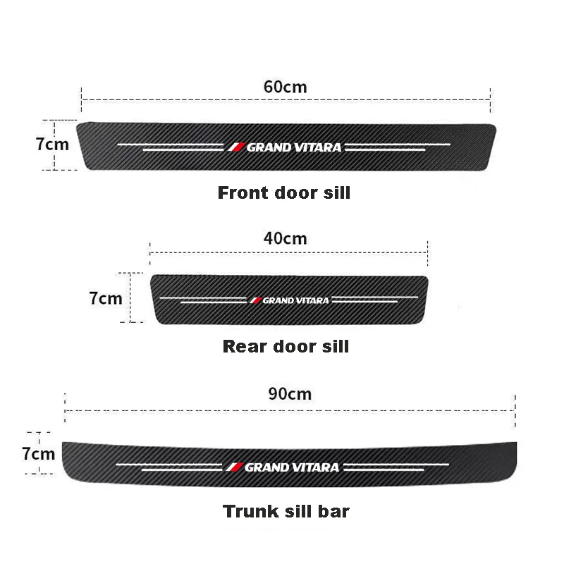 Car Door Threshold Scuff Plate Car Door Sill For Suzuki Grand Vitara Carbon Fiber Car Trunk Rear Bumper Stickers Car Accessories